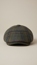 Wool tweed cap with herringbone